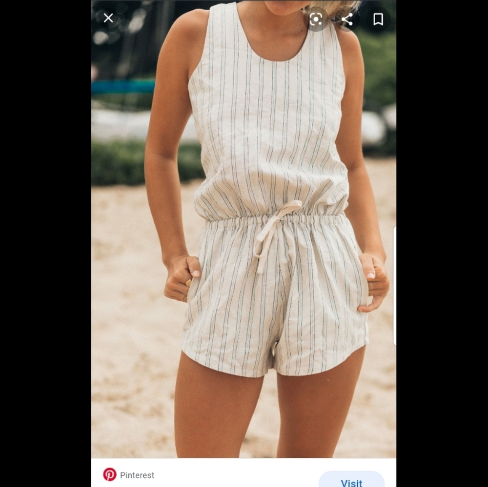 Albionfit linen stripe romper